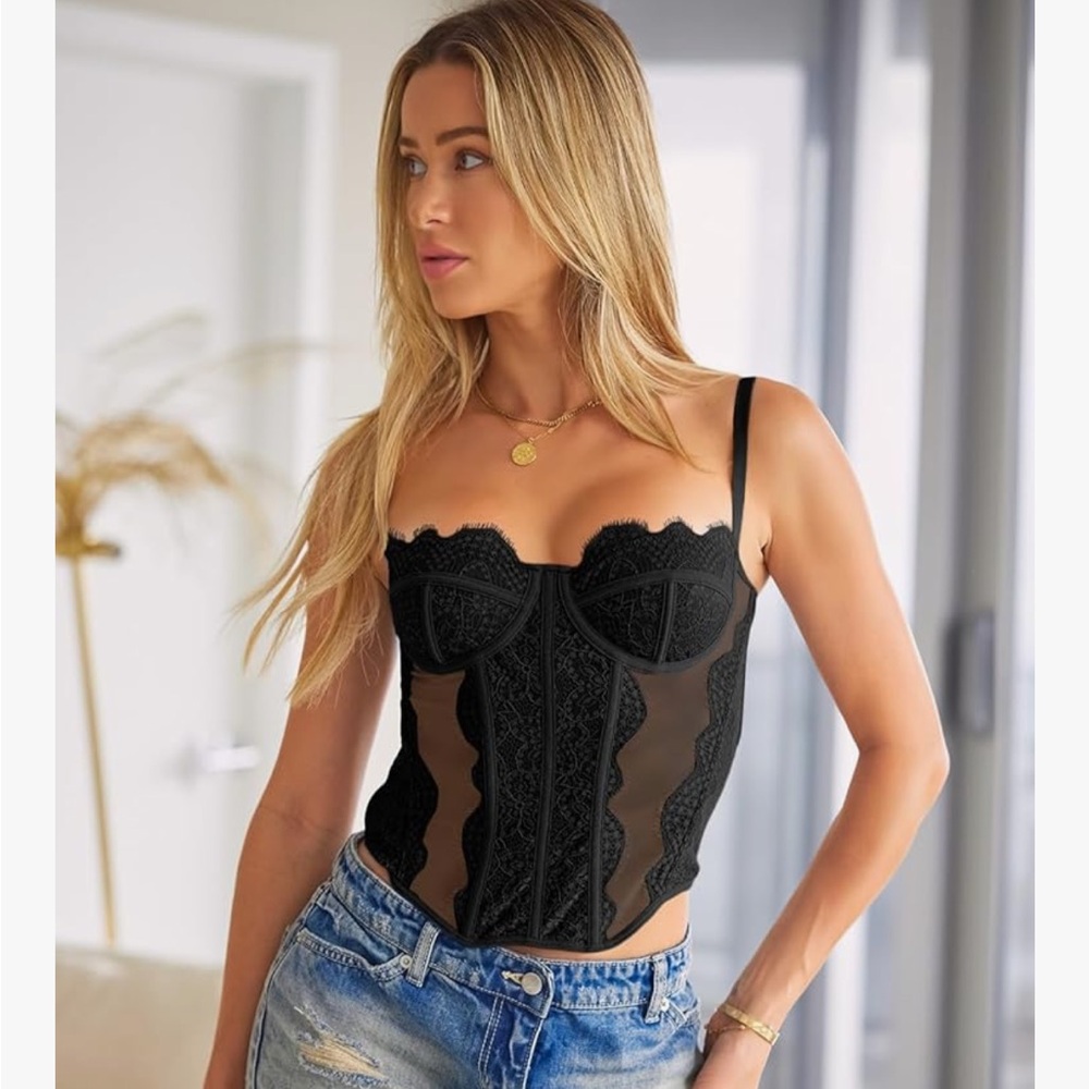 Black Lace Corset Top